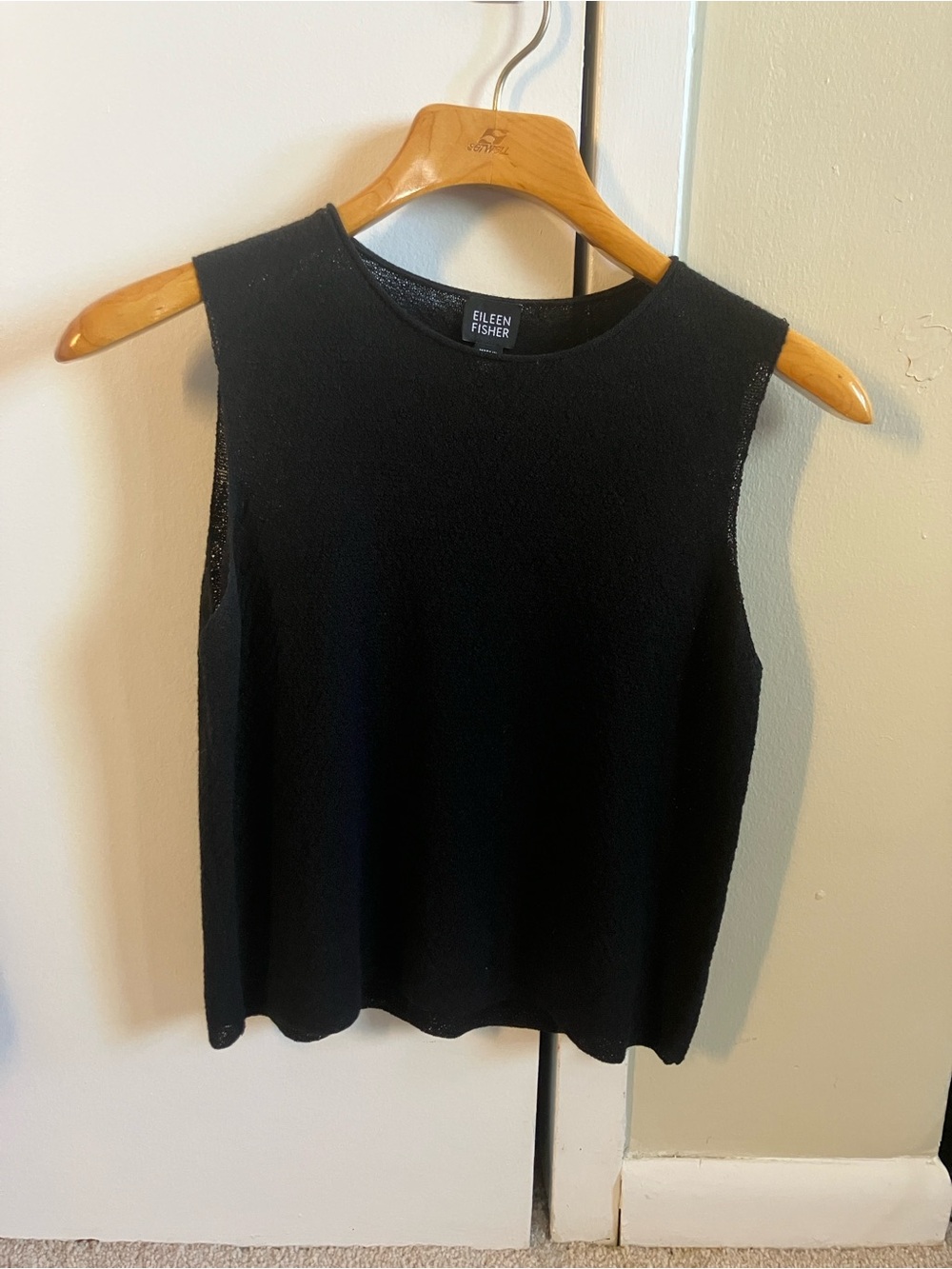 Eileen Fisher Black Sleeveless Knit Top, XS